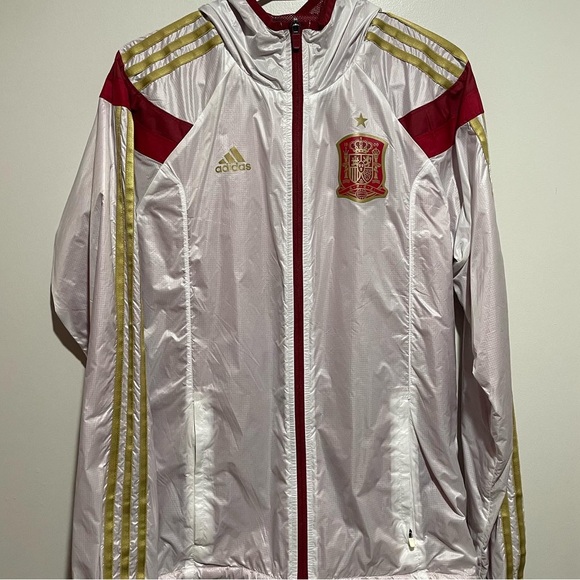 ADIDAS Rare Spain Anthem Soccer Jacket, Windbreaker, Triple Gold - Picture 3 of 3